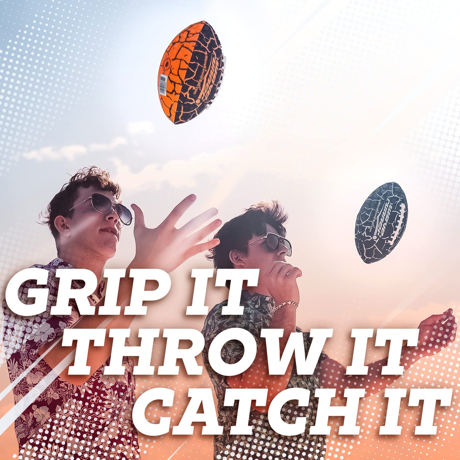 Wave Runner Grip It Waterproof Junior Size Football, 9.25 Size, Durable & Double Laced, Perfect for Beach Accessories, Kids Games, Pool Toys, Outdoor