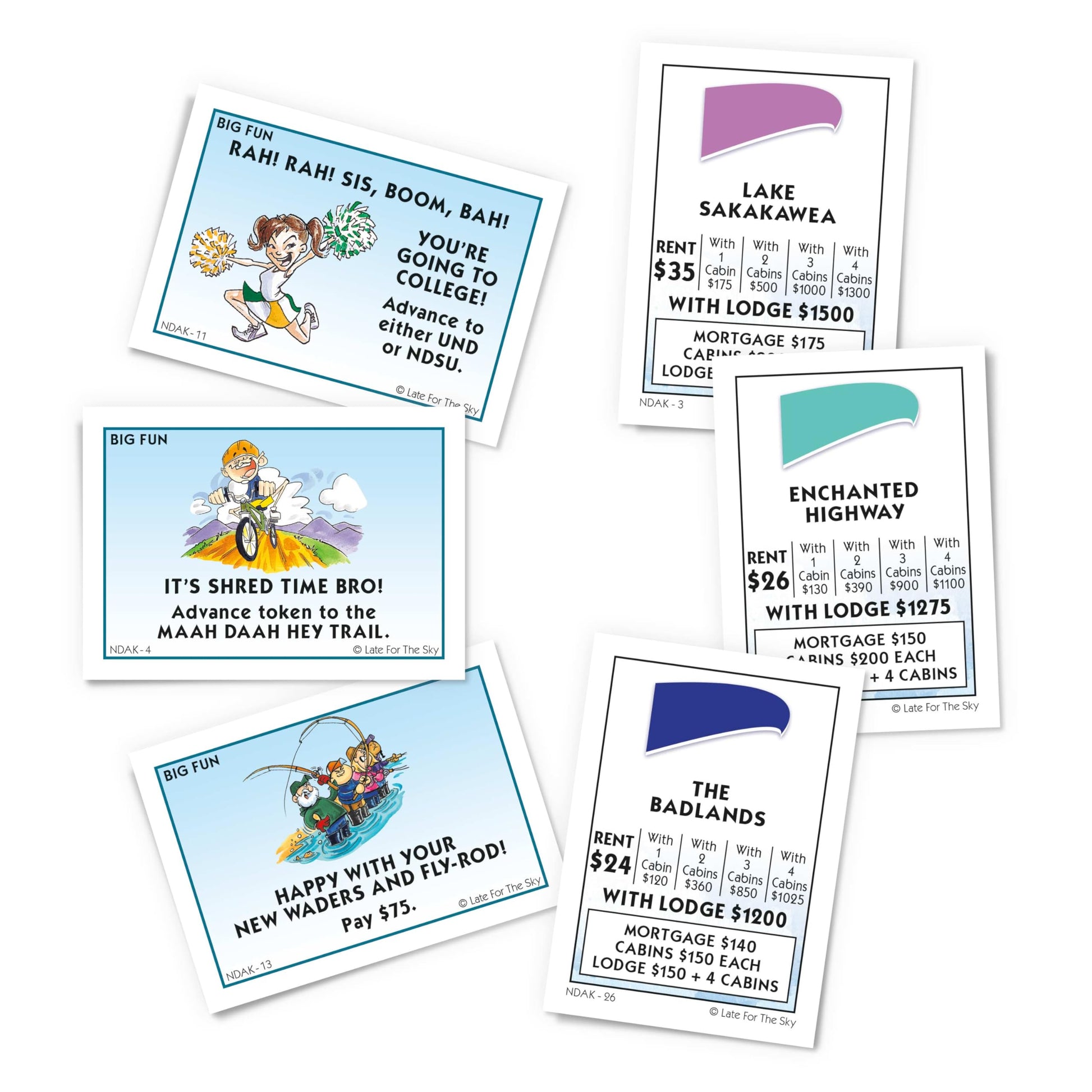 Late for the Sky North Dakota-Opoly Family Board Game - State-Themed Strategy Fun with Badlands, Bakken Oil Field, Red River Valley, Ages 8+, 2-6