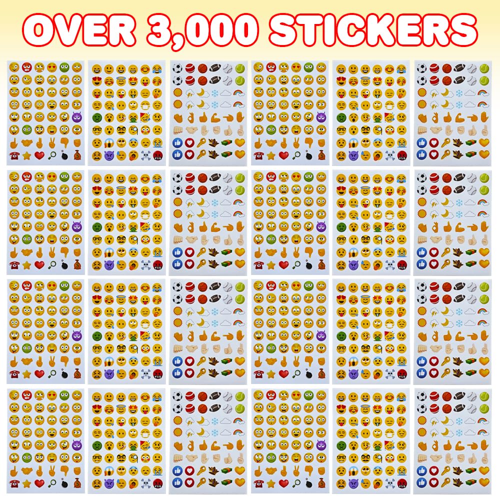 ArtCreativity 3000+ Emoticon Stickers for Kids, Includes 12 Packs with 72 Sticker Sheets, Emoticon Sticker Set for Teacher Classroom Rewards, Art