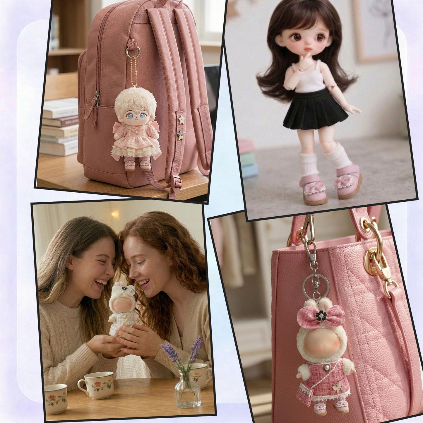 QIXINGWISE Doll Shoes for Lububu, 15cm 17cm Dolls Accessories, Mini PU Leather Shoes, Fashion Dress Up Doll Shoes Replacement for 6.7 Inches Dolls (2