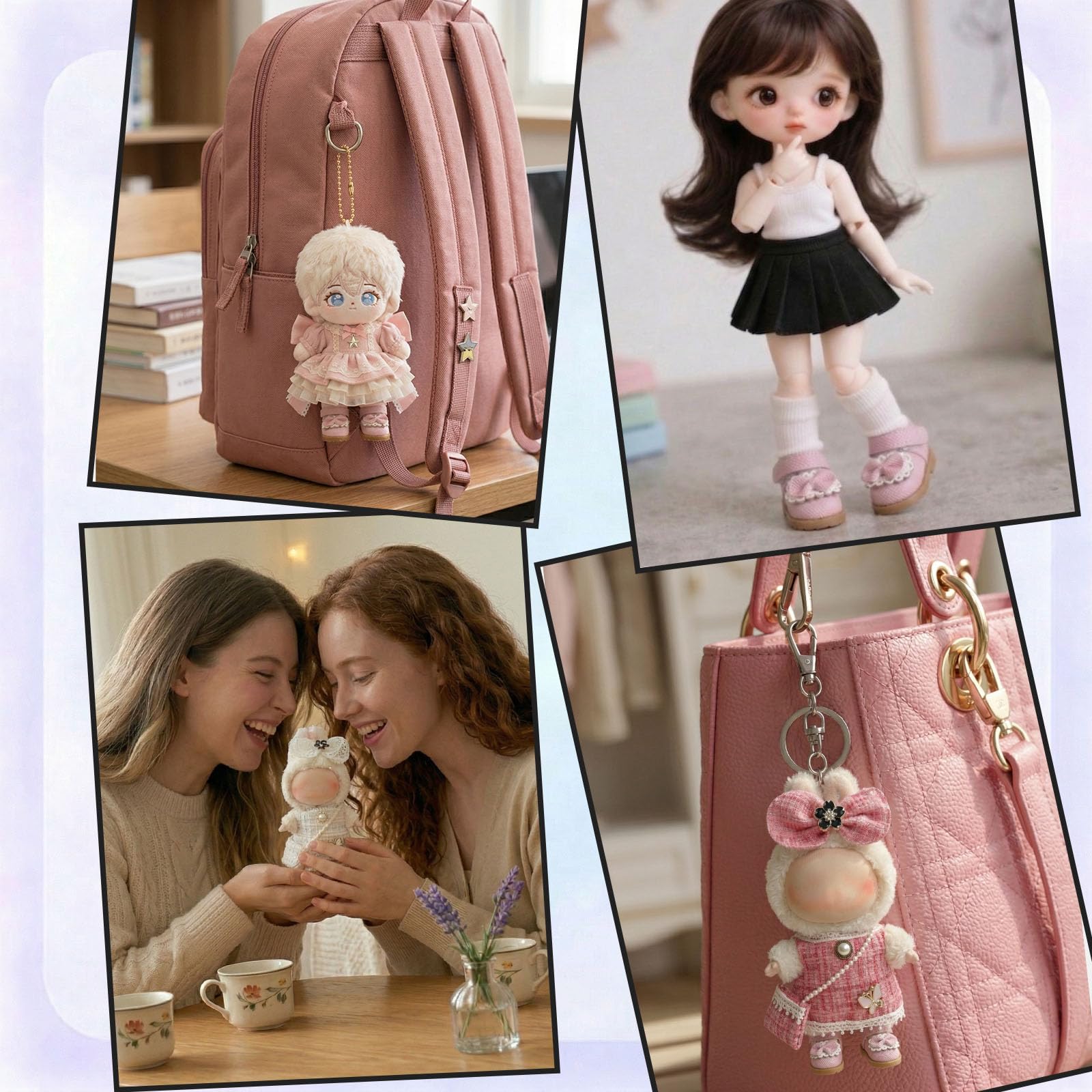 QIXINGWISE Doll Shoes for Lububu, 15cm 17cm Dolls Accessories, Mini PU Leather Shoes, Fashion Dress Up Doll Shoes Replacement for 6.7 Inches Dolls (2