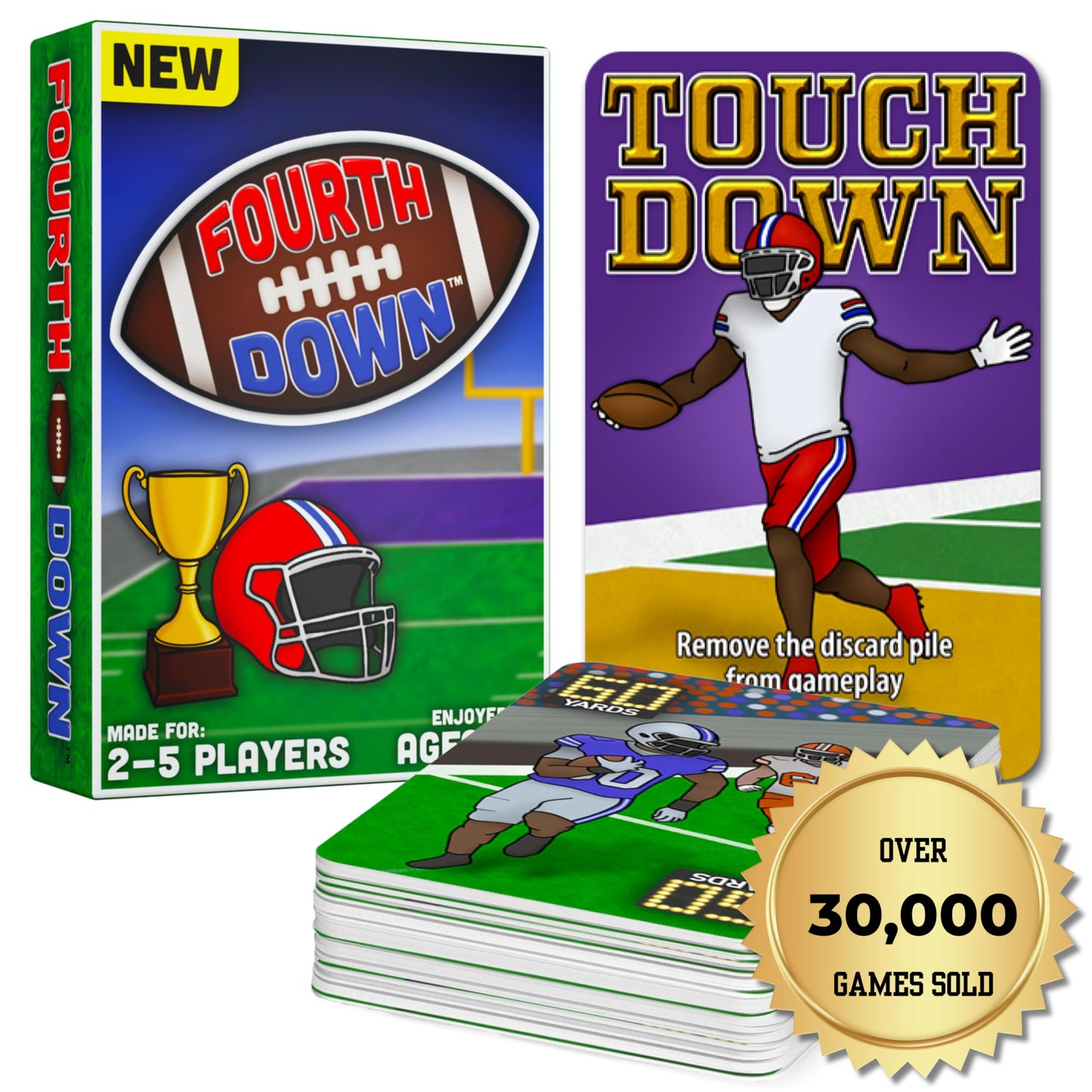 Fourth Down Football Card Game for Kids & Families | Fast-Paced Sports Game for Kids 8-12 | Birthday Gift for Boys, Travel Game | Illustrated Football