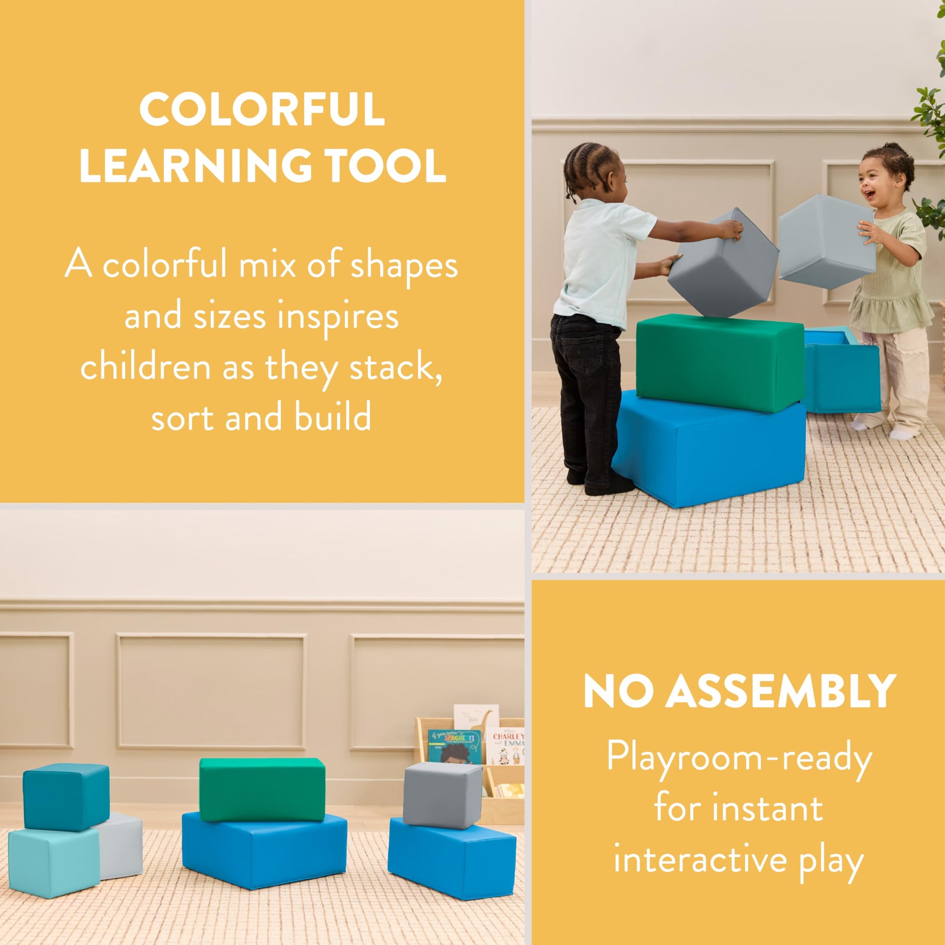 Back2School Express EarlyBuilder Foam Stacking Blocks for Toddlers - 7 Piece Soft Climbing Toys Set, Educational Building Blocks for Motor Skills