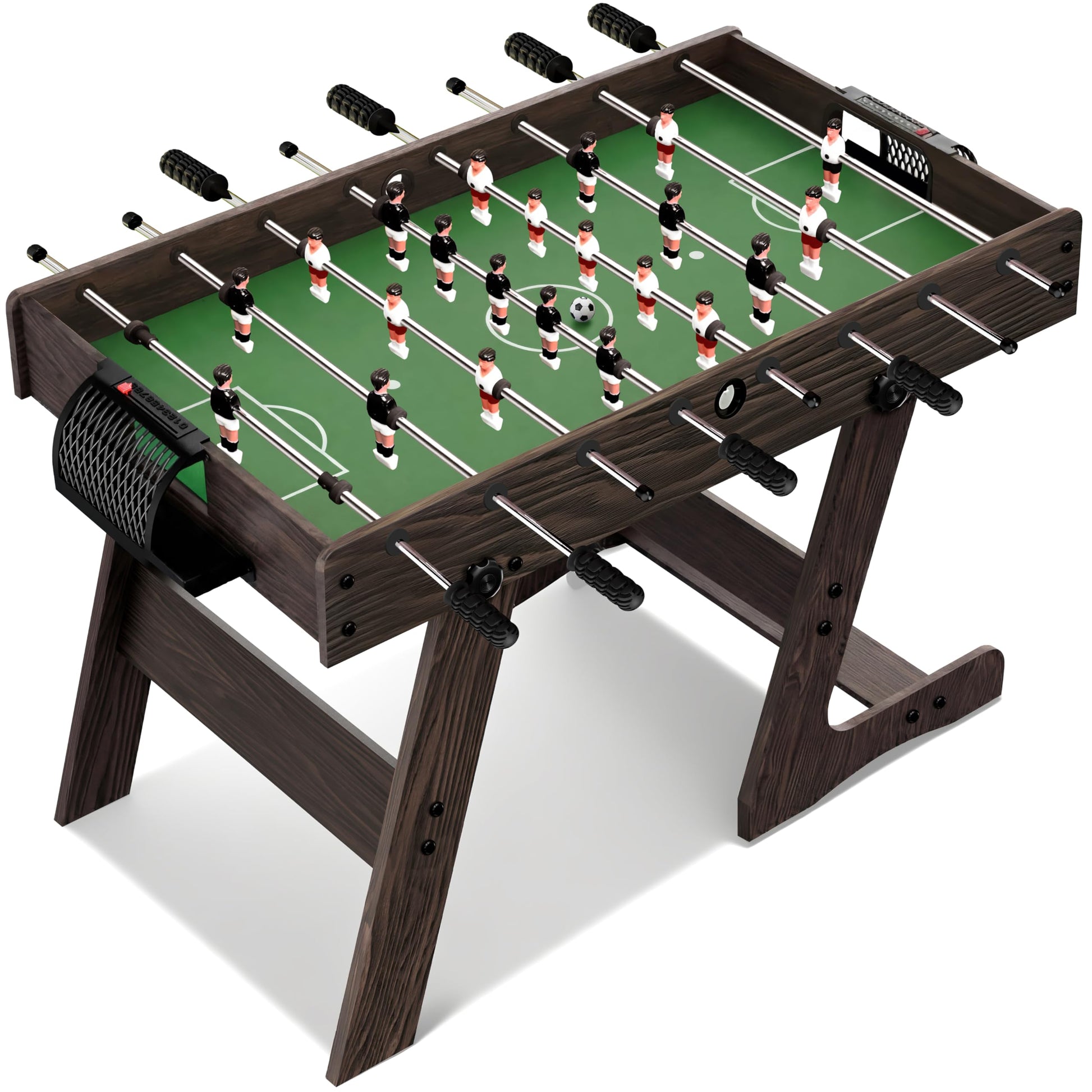 SereneLife Folding Foosball Table, 4’ x 2’ Full Competition Size Foldable Space Saving Table Soccer for Home, Arcade Game Room, for Indoor or Outdoor