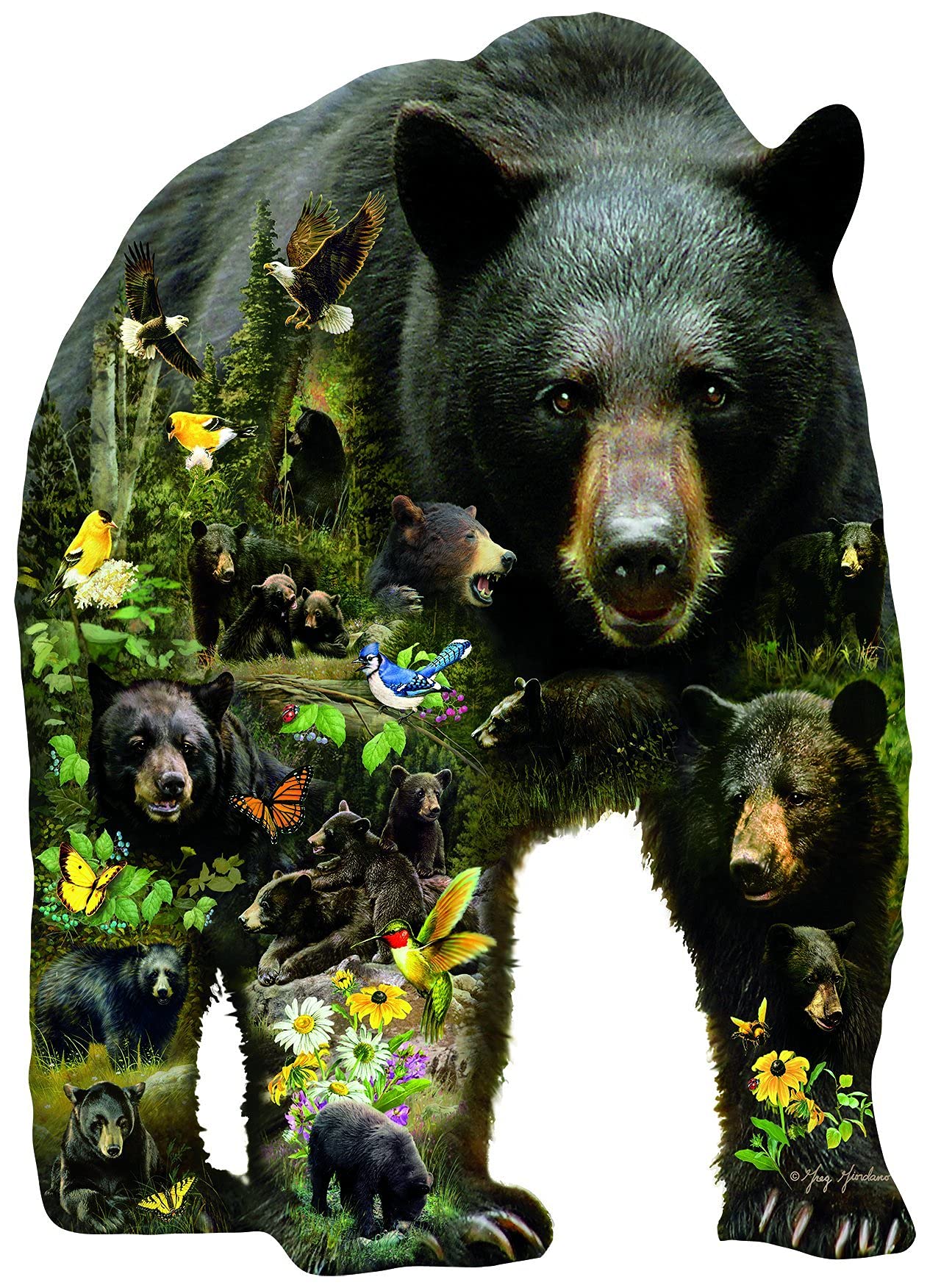 SUNSOUT INC - Forest Bear - 1000 pc Special Shape Jigsaw Puzzle by Artist: Giordano Studios - Finished Size 25.5" x 35.5" - MPN# 96033