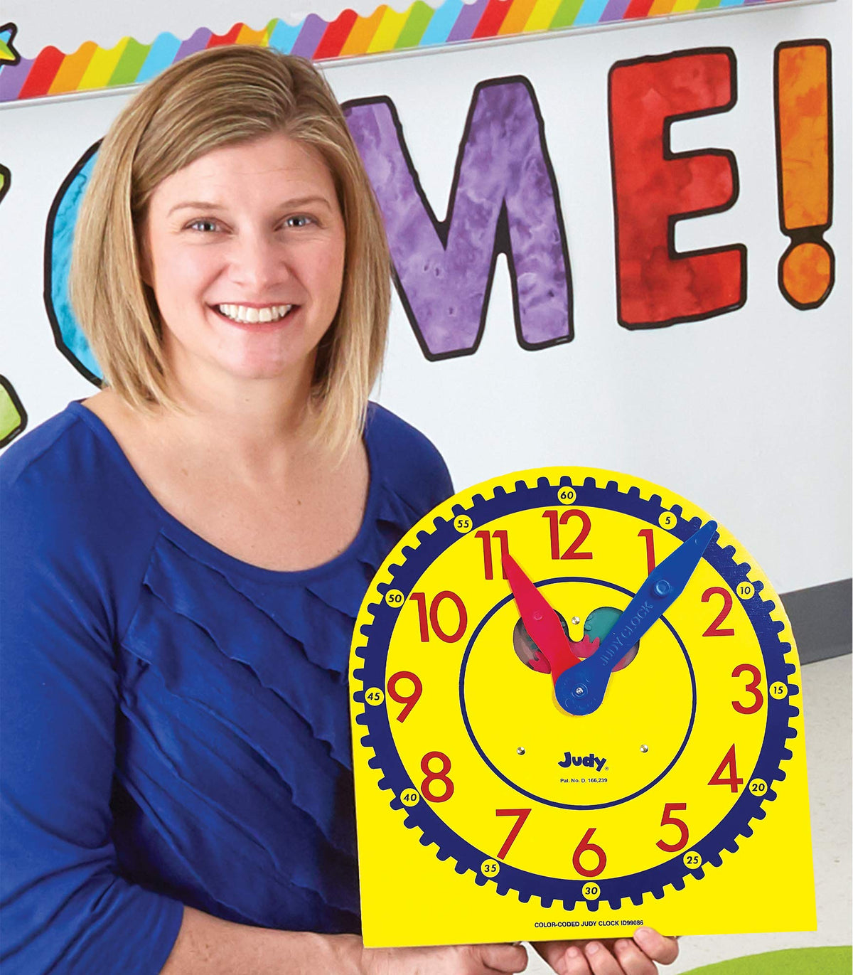 Carson Dellosa 13" x 12" Judy Clock, Learn to Tell Time with Color Coded Clock Hands, Analog Time Telling for Kids, Hands-On Learning Education
