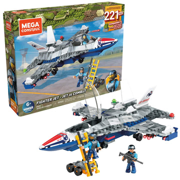 Mega Construx Fighter Jet Construction Set with character figures, Building Toys for Kids (223 Pieces)