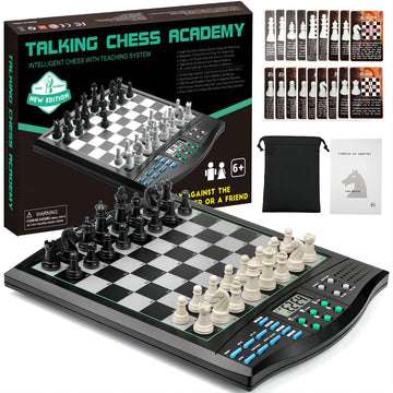Talking Chess ACADEMY Electronic Chess Set, Magnetic Computer Chess Game with Interactive Teaching System for Beginners, Advanced AI for Improving