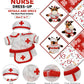 DolliBu Nurse Stuffed Animal Dress Up Set - Red Hospital Outfit with Cap and Nurse Dress Costume - Pretend Play Accessories for Teddy Bears - Small