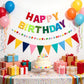 IKMVZM Felt Happy Birthday Banner Set, Pre-Strung 3D Happy Birthday Banner with Pom Pom Garland & Triangle Bunting, Colorful Reusable Birthday Party