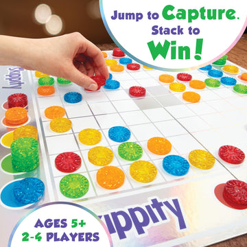 MindWare Skippity - Jump-and-Capture Board Game for 2 to 4 Players - Twist on Checkers - 100pc - Fun for Kids & Adults, Ages 5+