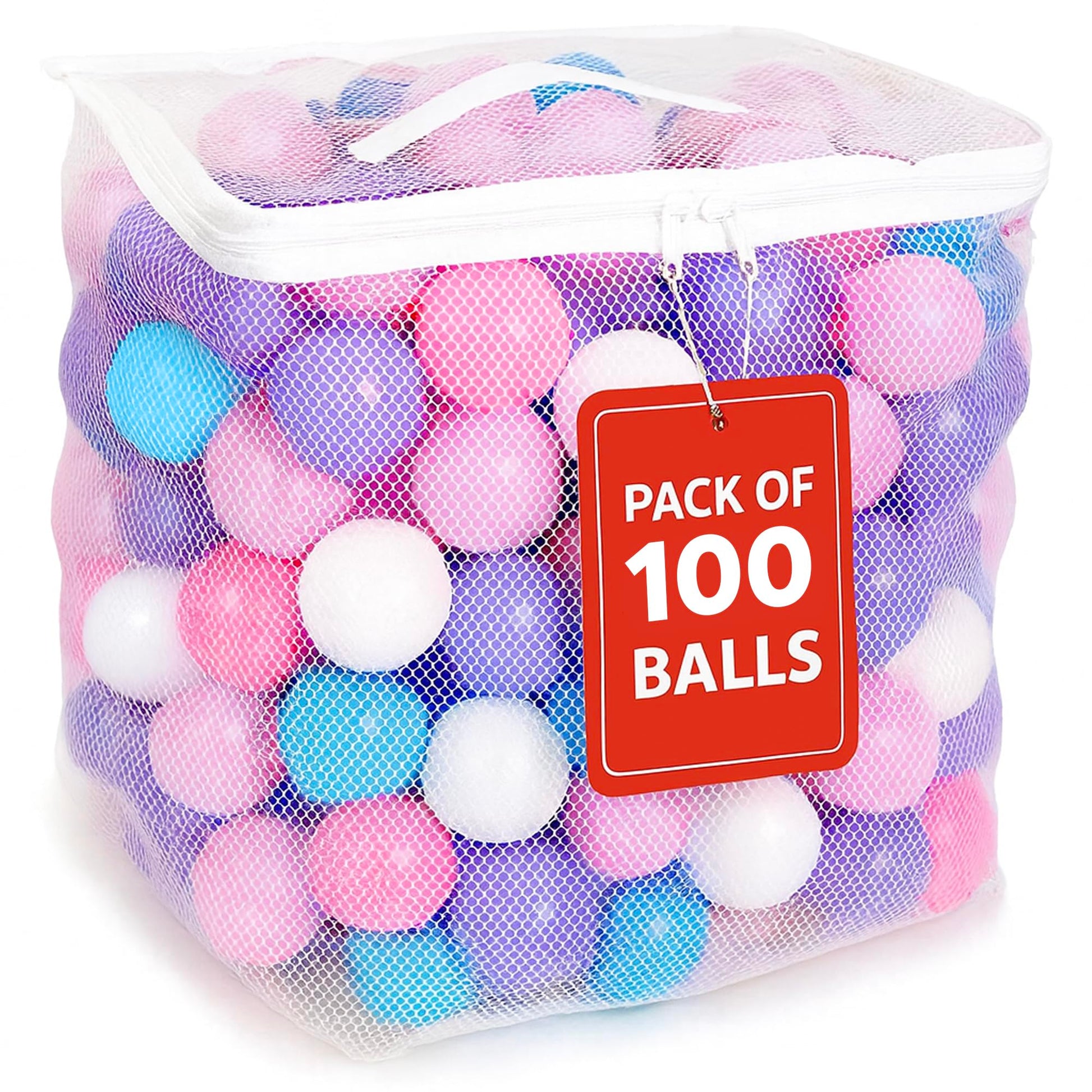 MW SPORTS Play Balls for Ball Pit, Plastic Crush Proof, Phthalate & BPA Free, Pastel Colors. (100 Balls)