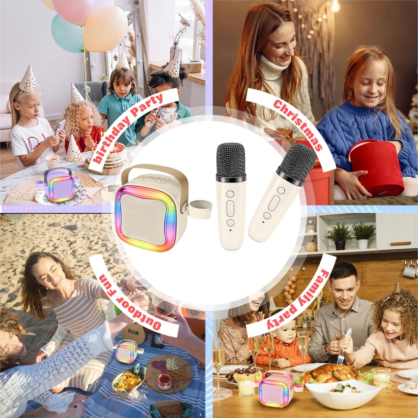 Portable Karaoke Machine for Kid: Child Toy Girl Age 3-12 Gift(Light Beige)