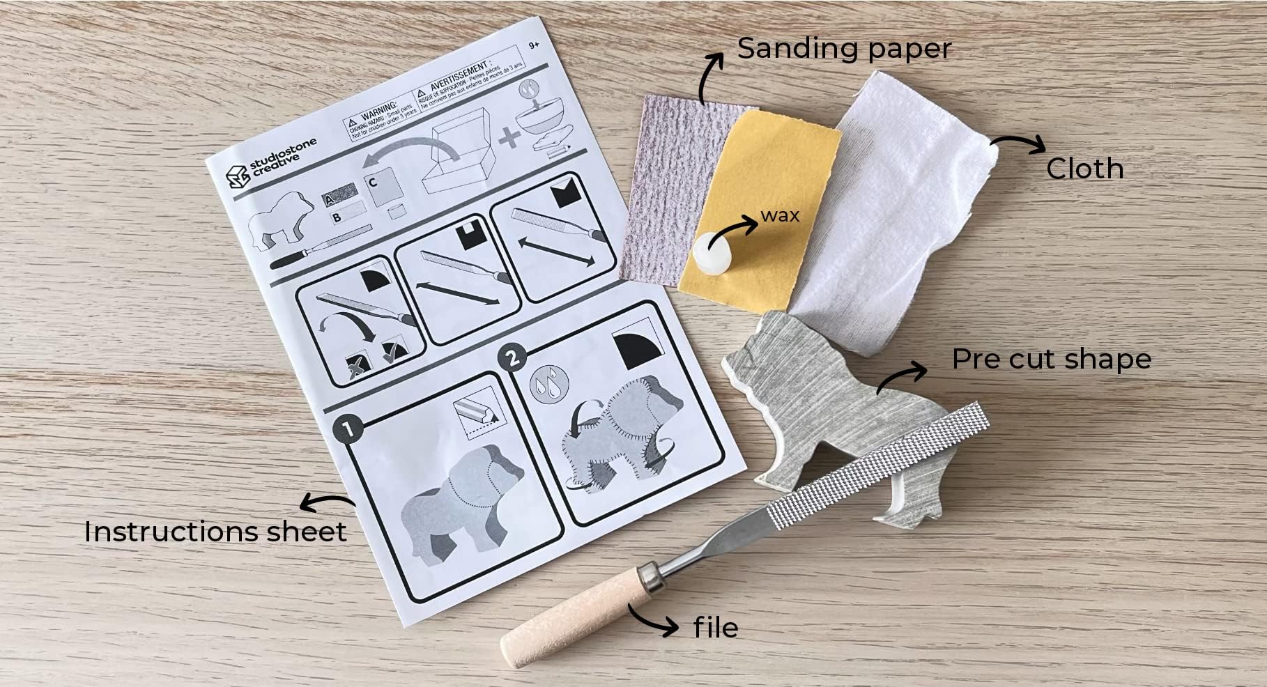 STUDIOSTONE CREATIVE DIY Arts & Crafts Carving Kit Kids Adults Bear Sculpture Soapstone