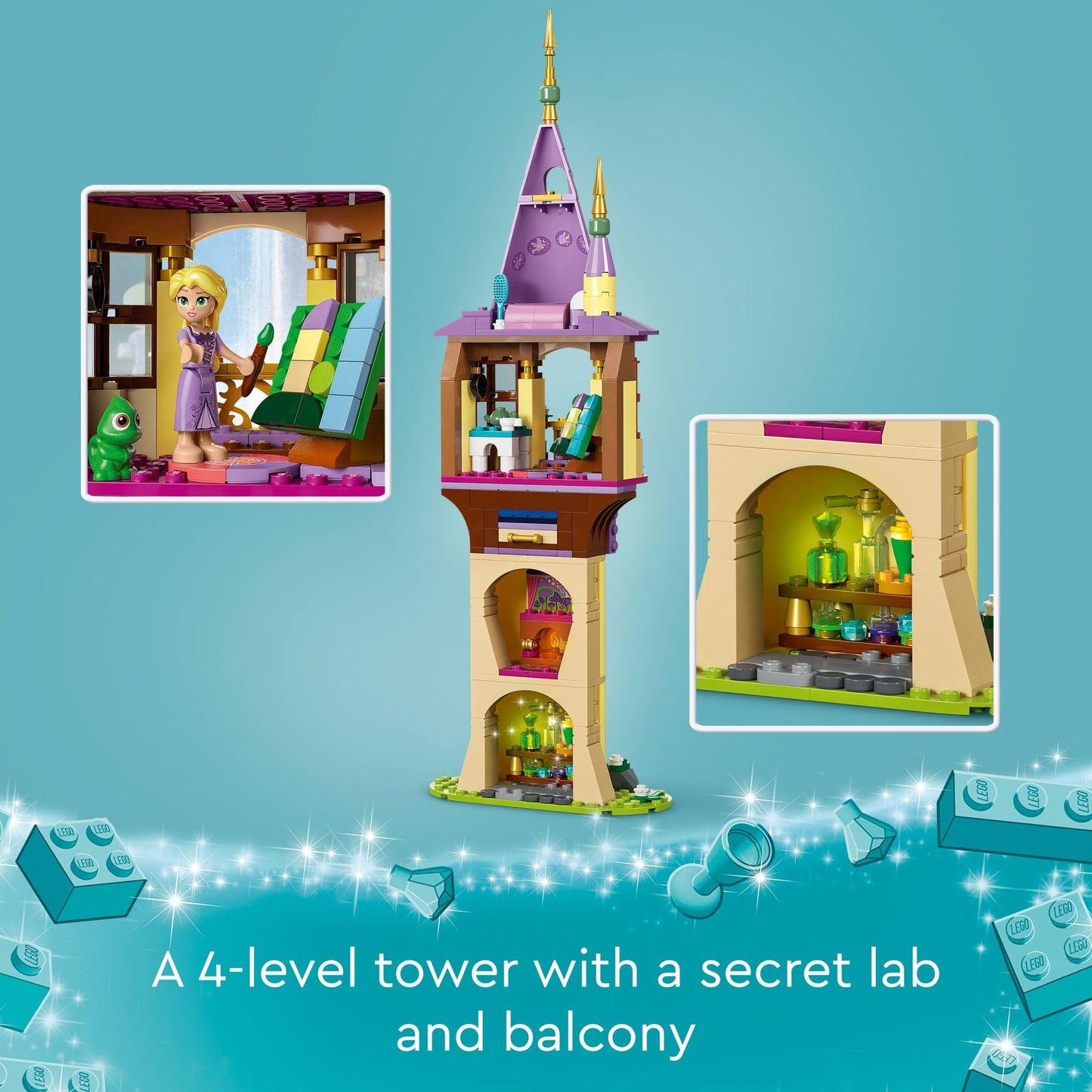 LEGO Disney Princess Rapunzel’s Tower & The Snuggly Duckling Tangled Building Toy with Flynn Rider and Mother Gothel Mini-Dolls, Disney Princess Toy,