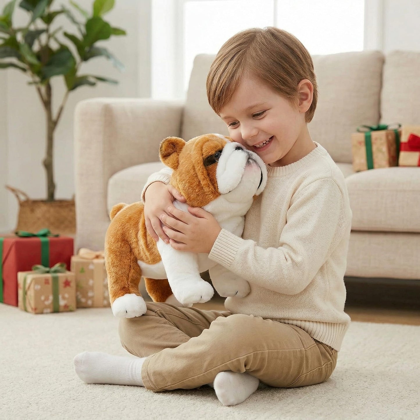 BABY FRANKIEZHOU Simulation English Bulldog Plush Toy, English Bulldog Stuffed Animals, Cute Puppy Soft Dog Stuffed Toy Gifts for Kids,10 Inches Long…