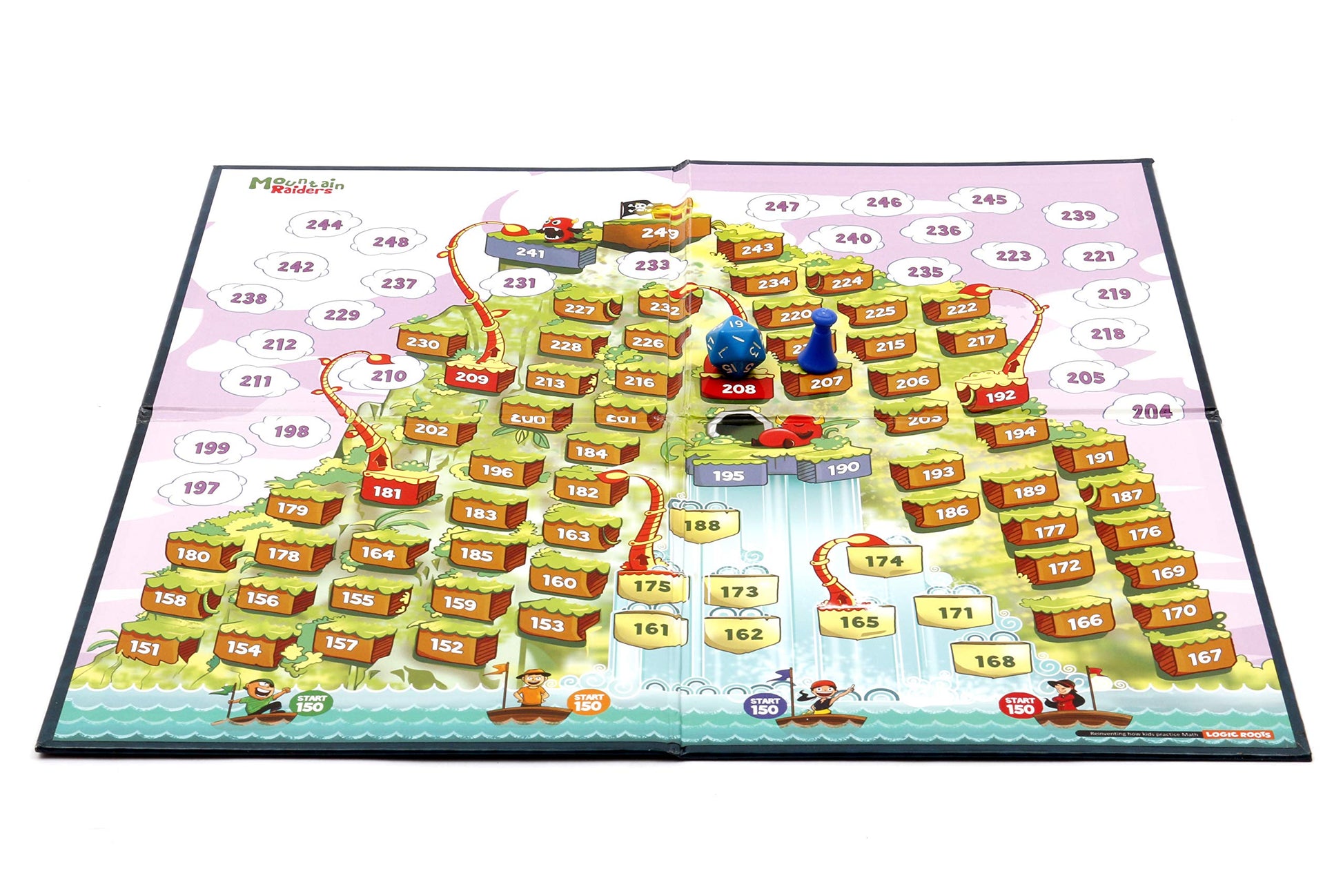 Logic Roots Addition Game - Fun Math Board Game for 7-9 Year Olds, Easy Start STEM Toy with Addition of 2 & 3 Digit Numbers (Moutain Raiders)