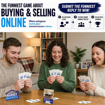 Market Madness - Funny Adult Party Card Game About Buying & Selling Online | Hilarious Party Meme Game for Game Night