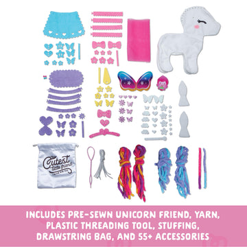 Craft- Tastic - Make a Friend Unicorn - Mini Sewing Kit, Arts and Crafts, Kids Crafts, Craft Kit Makes 1 Easy-to-Sew Stuffie with Accessories, Bonus