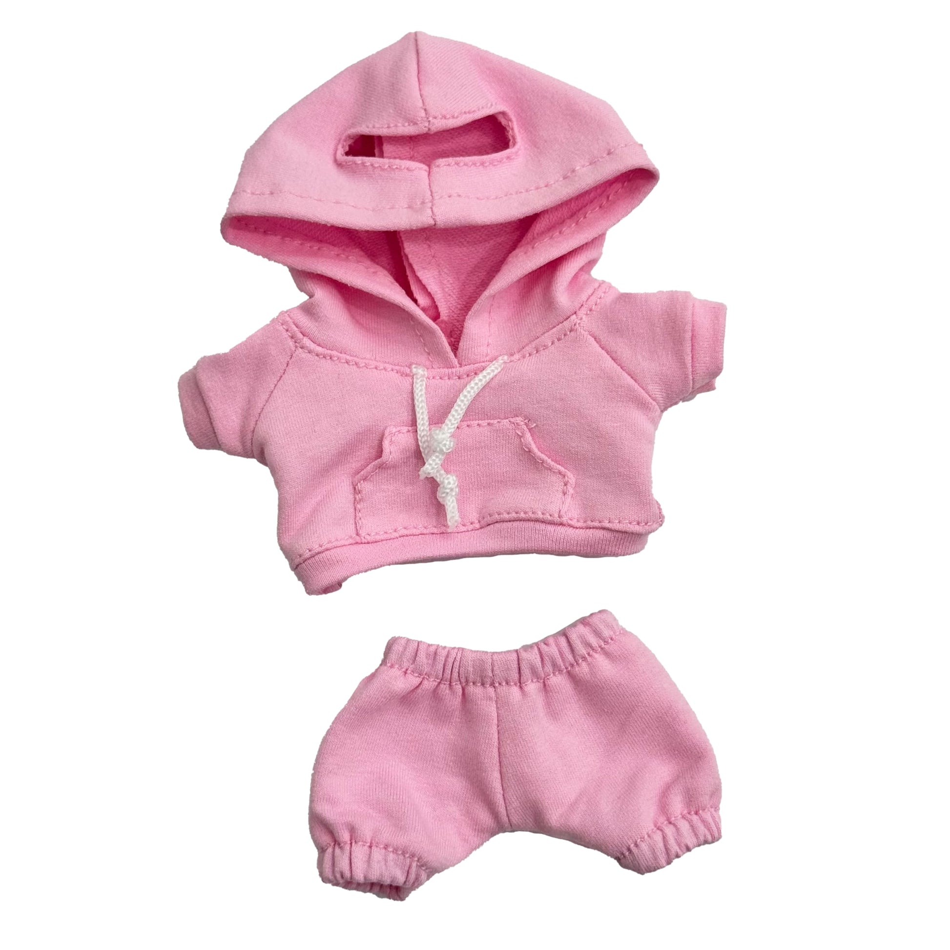 17cm Dolls Clothes Outfit Set for Doll - Casual Style Hoodies Clothing Set for Doll Dress Up, Pink Set