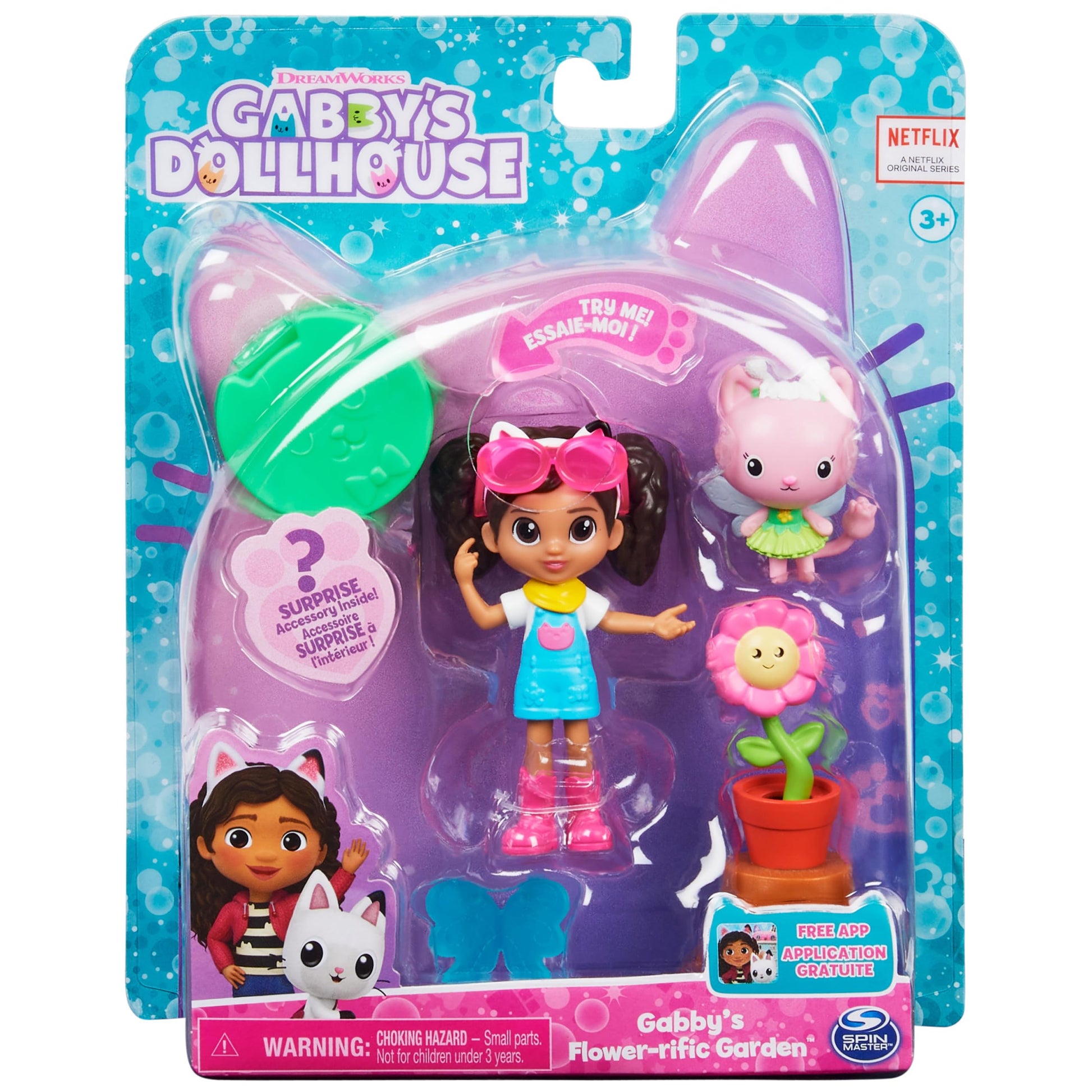 Gabby's Dollhouse, Flower-rific Garden Set with 2 Toy Figures, 2 Accessories, Delivery and Furniture Piece, Kids Toys for Ages 3 and up