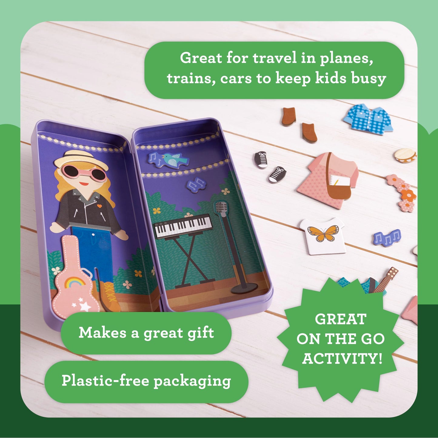 Petit Collage: Shine Bright - in The Garden Magnetic Dress-Up Toy Magnetic Game Board with Mix and Match Magnetic Pieces, Ideal for Ages 3+ - Includes