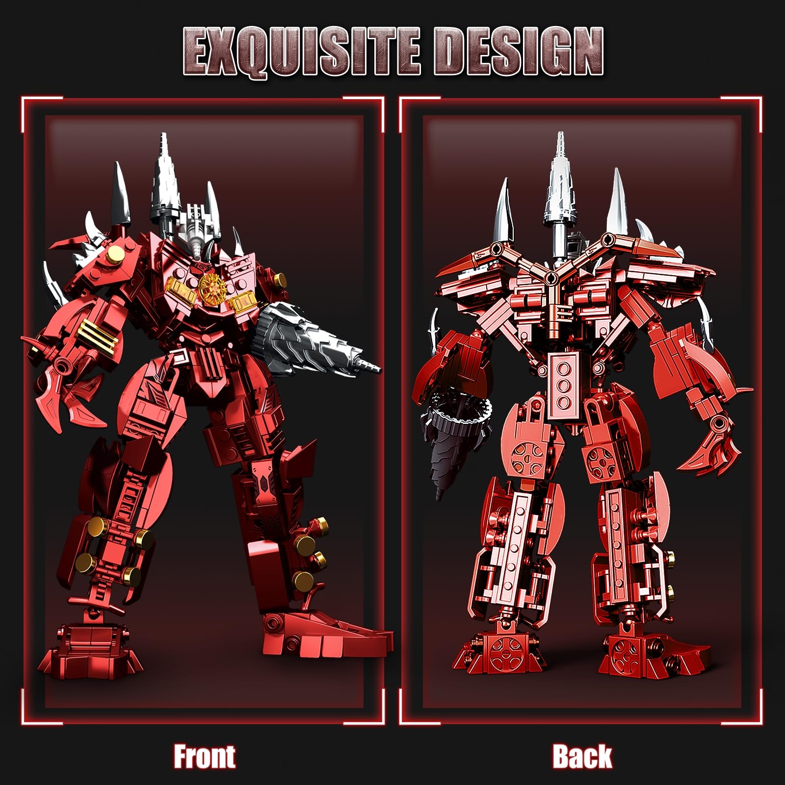 HIGH GODO Red Drill Mech Robot Building Blocks Set, Toilet Upgraded TV Figure Mech Model Building Kit, Cool Creative Robots Toys Gift for Teens