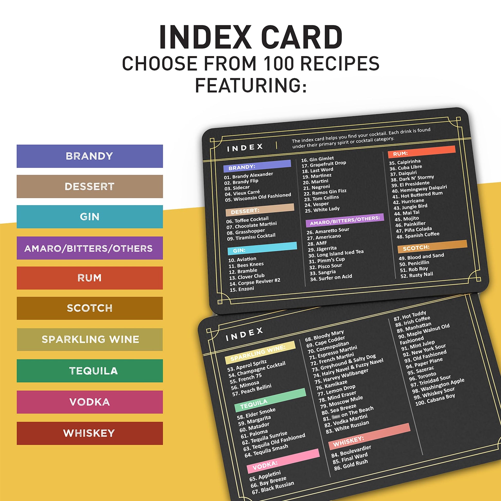 Cocktail Cards: 100 Cocktail Recipes to Master Cocktails in Bartender Flashcard Form with Step by Step Cocktail Instructions and Video Instructions