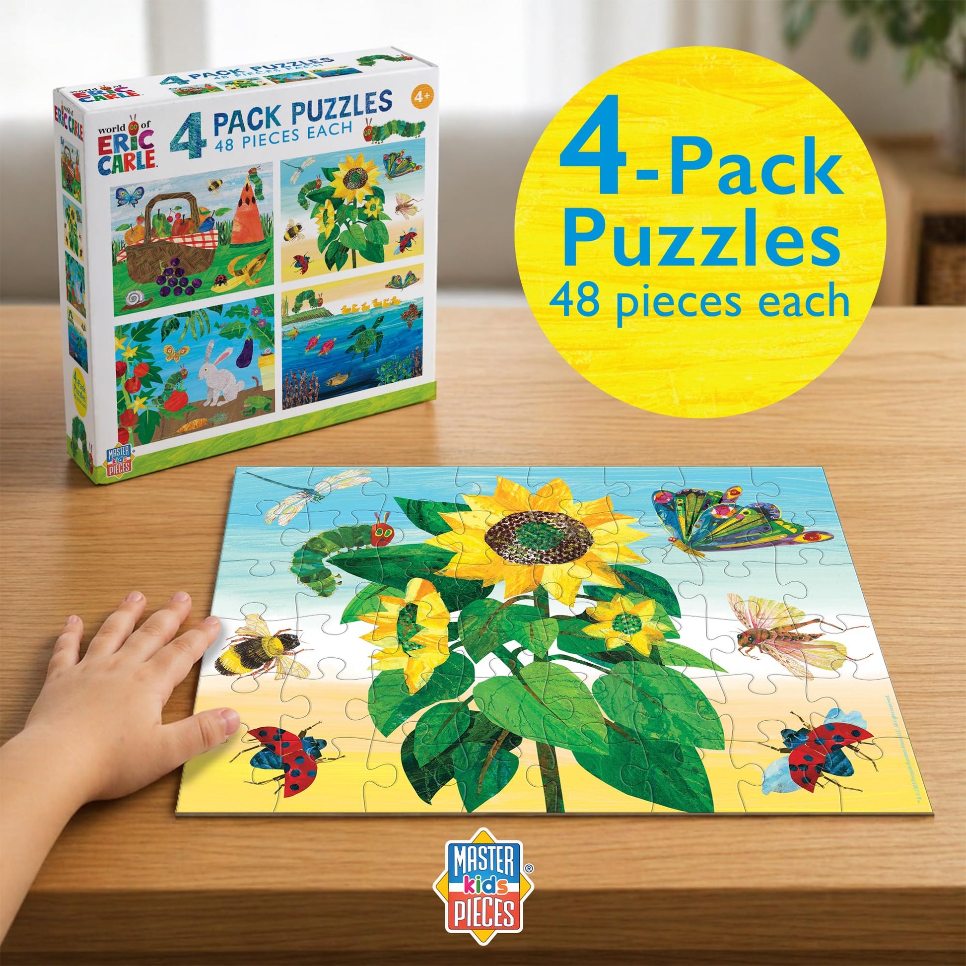 MasterPieces Eric Carle 4-Pack 100 Piece Jigsaw Puzzles - Jigsaw Puzzle with Vibrant Artwork and Durable Pieces - Fun Family Activity, Brain