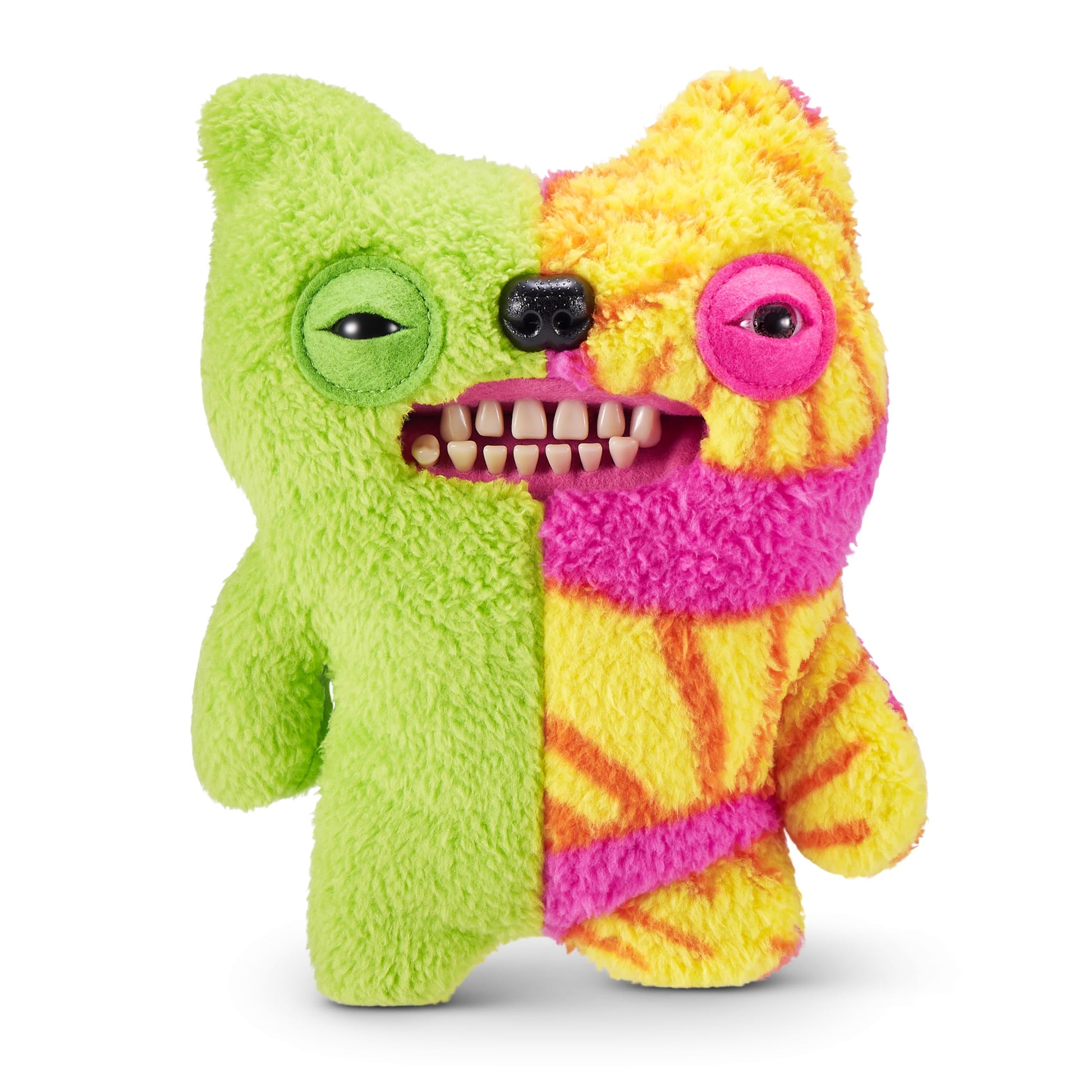 Fuggler Misfit Monsters Series 1 9" by ZURU Funny Ugly Monster Plush Toy (Munch Tooth - Green & MultiBoth Teddy Fleece)