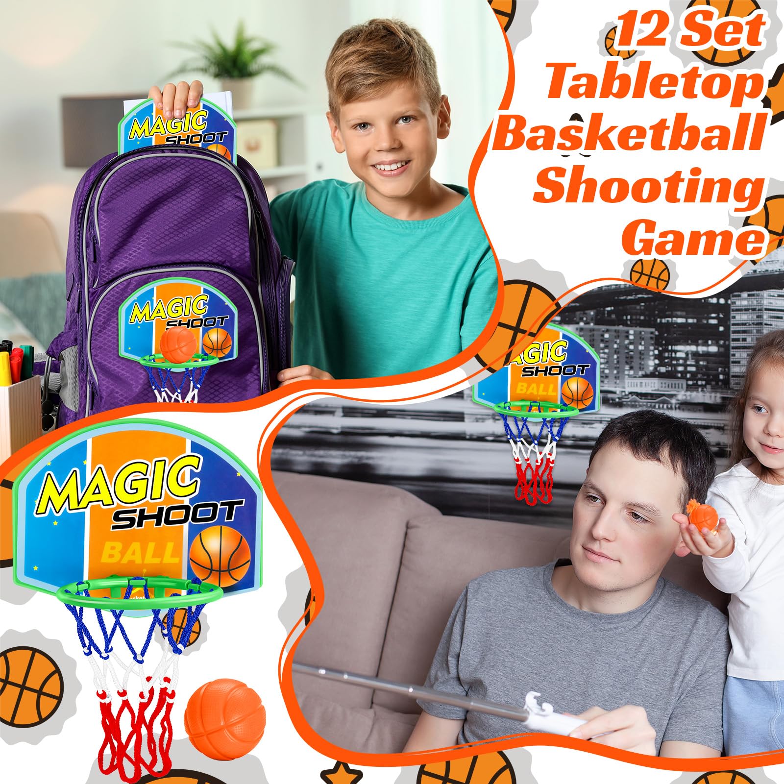 Gosodeny 12 Set Basketball party favors Mini Basketball Game Set Basketball's Present from Teacher Classroom Rewards Prizes Exchanges Basketball Party