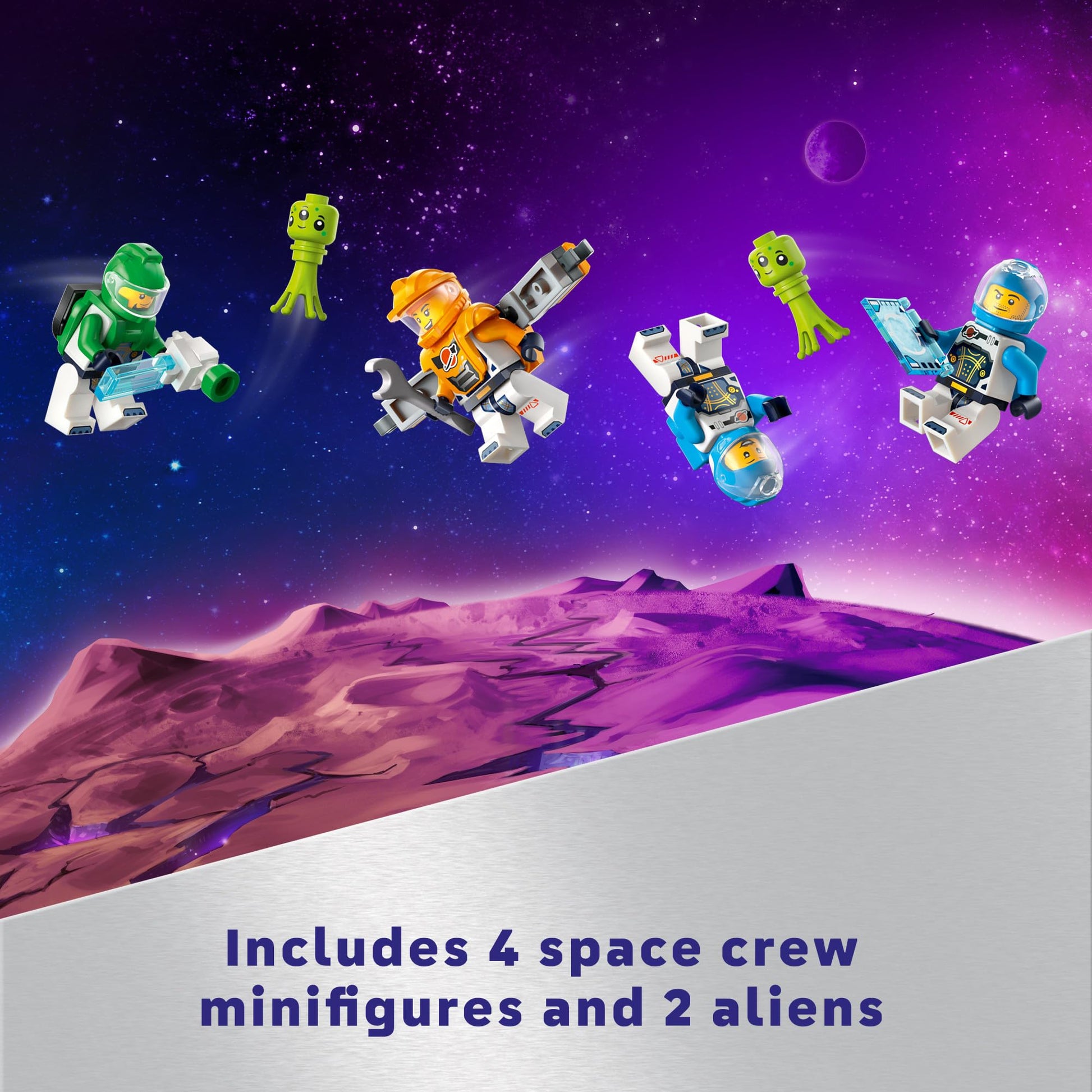 LEGO City Command Rover and Crane Loader Outer Space Toy Building Set, 4 Astronaut Toy Minifigures, Space Robot, 2 Alien Action Figures, Gift for 7