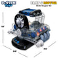 Dr. STEM Toys Model Engine Kit for Boys & Girls Ages 12+, Realistic Replica Flat 6 Motor Has Over 320 Parts, Real Motorized Action, LED Lights & Sound