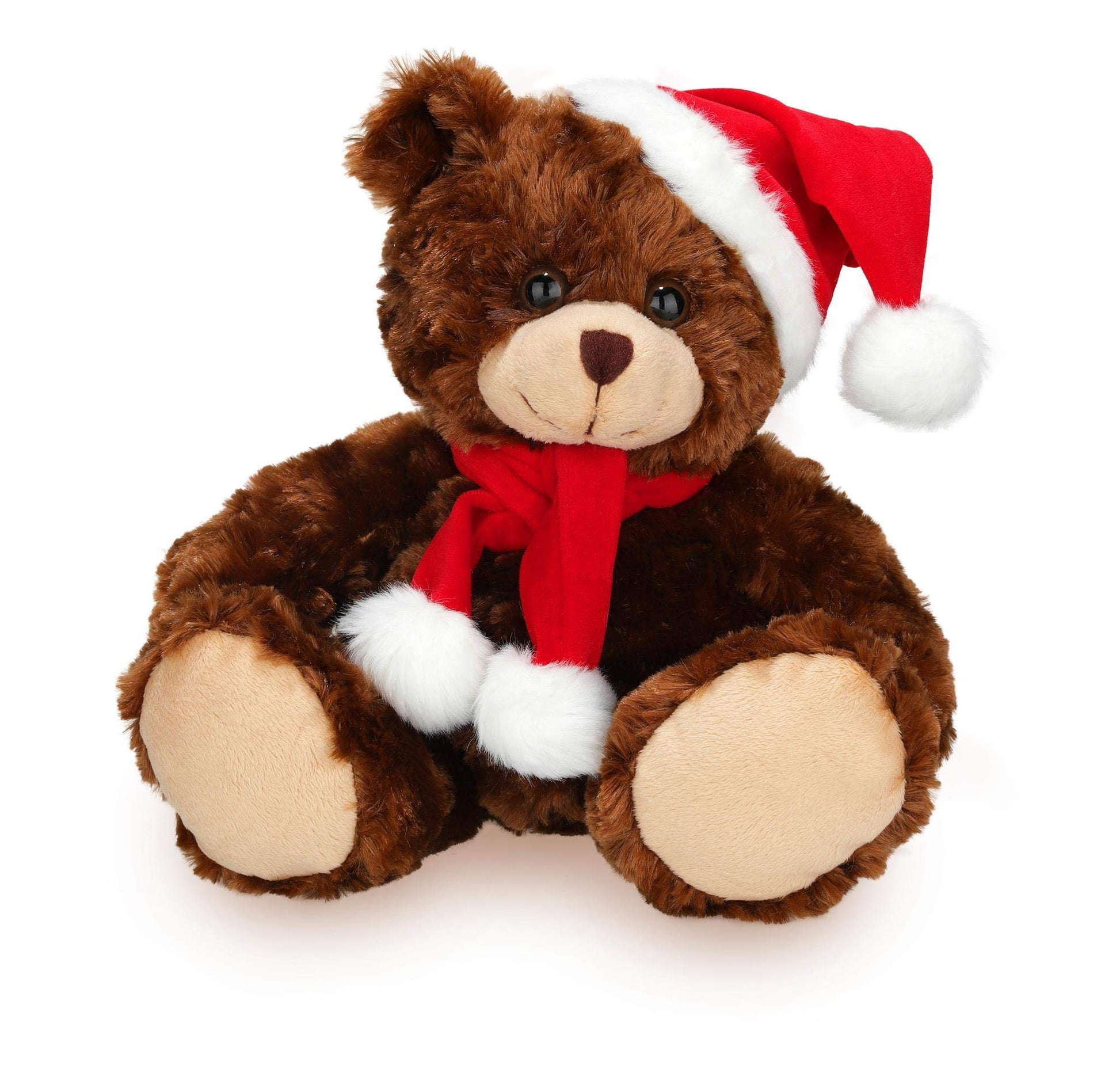Plushland Adorable Soft and Hairy Santa Teddy Bear, Stuffed Animal Holiday Toys Christmas Accessories - A Perfect Toy Gift for Kids (11 Inches, Xmas