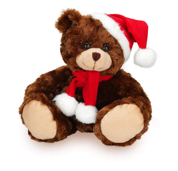 Plushland Adorable Soft and Hairy Santa Teddy Bear, Stuffed Animal Holiday Toys Christmas Accessories - A Perfect Toy Gift for Kids (11 Inches, Xmas