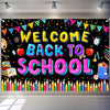 Fomoneyli Welcome Back to School Banner Backdrop, Back to School Decorations for Classroom School, First Day of School Banner Backdrop, Welcome Back