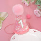 MAMUXI Pearl Bow Pink 1st Birthday Hat - Sweet One Birthday Party Decorations, Bling Bling Pink Hat Photo Props, Little Princess First Party