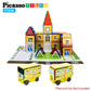 PicassoTiles 80pc School, Hospital, Police Station 3-in-1 Theme Magnet Self Adhesive Backing Stick-On Puzzle Graphic Kit and Overlay Maps for Magnetic
