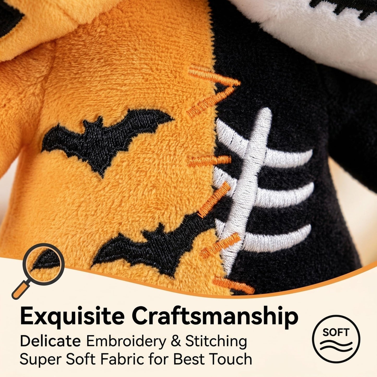 Glow-in-the-Dark Halloween Plush Toy - Reversible Pumpkin & Skeleton Dual Head Horrible Plushies Pillow 9.8" Ultra-Soft Cuddle Buddy noctilucent Bones