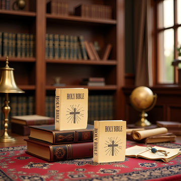 2 Pieces Brown Miniature Bible Books for Dollhouse, Mini Bible Pocket Book 1/12 Dollhouse Miniature Book Bookshelf Bedroom Library Accessories