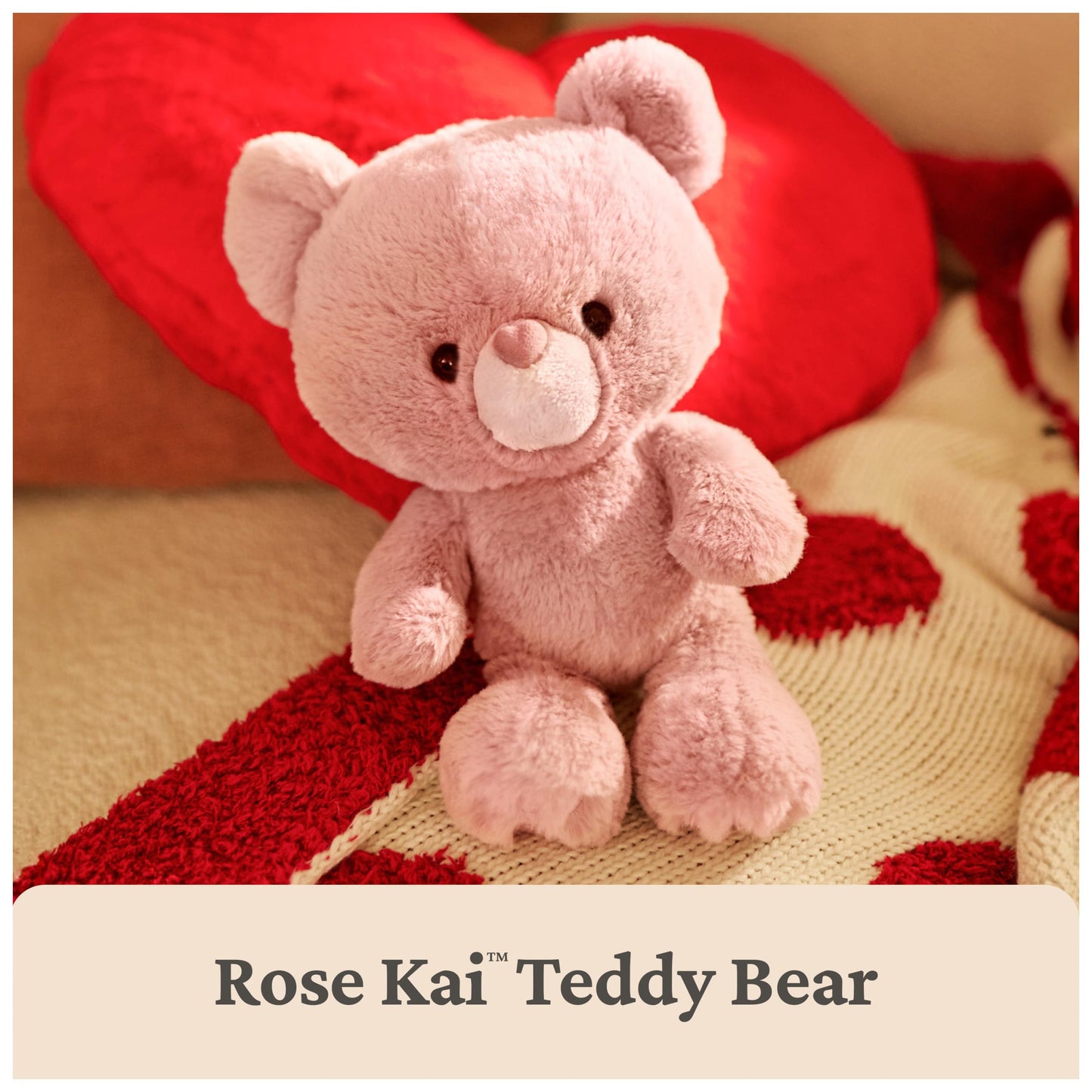 GUND Rose Kai 10-Inch Pink Teddy Bear Stuffed Animal with Heart-Shaped Nose