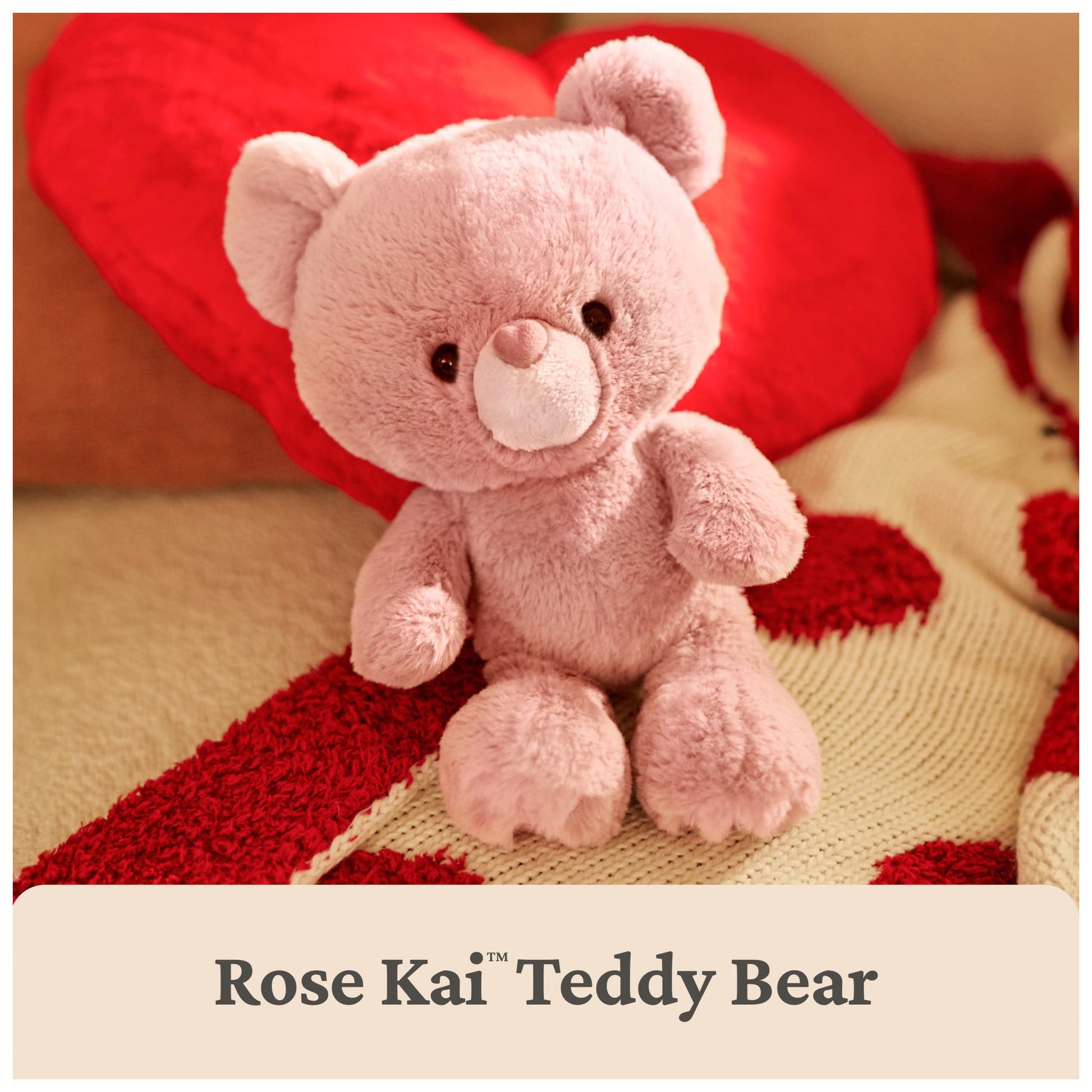 GUND Rose Kai 10-Inch Pink Teddy Bear Stuffed Animal with Heart-Shaped Nose