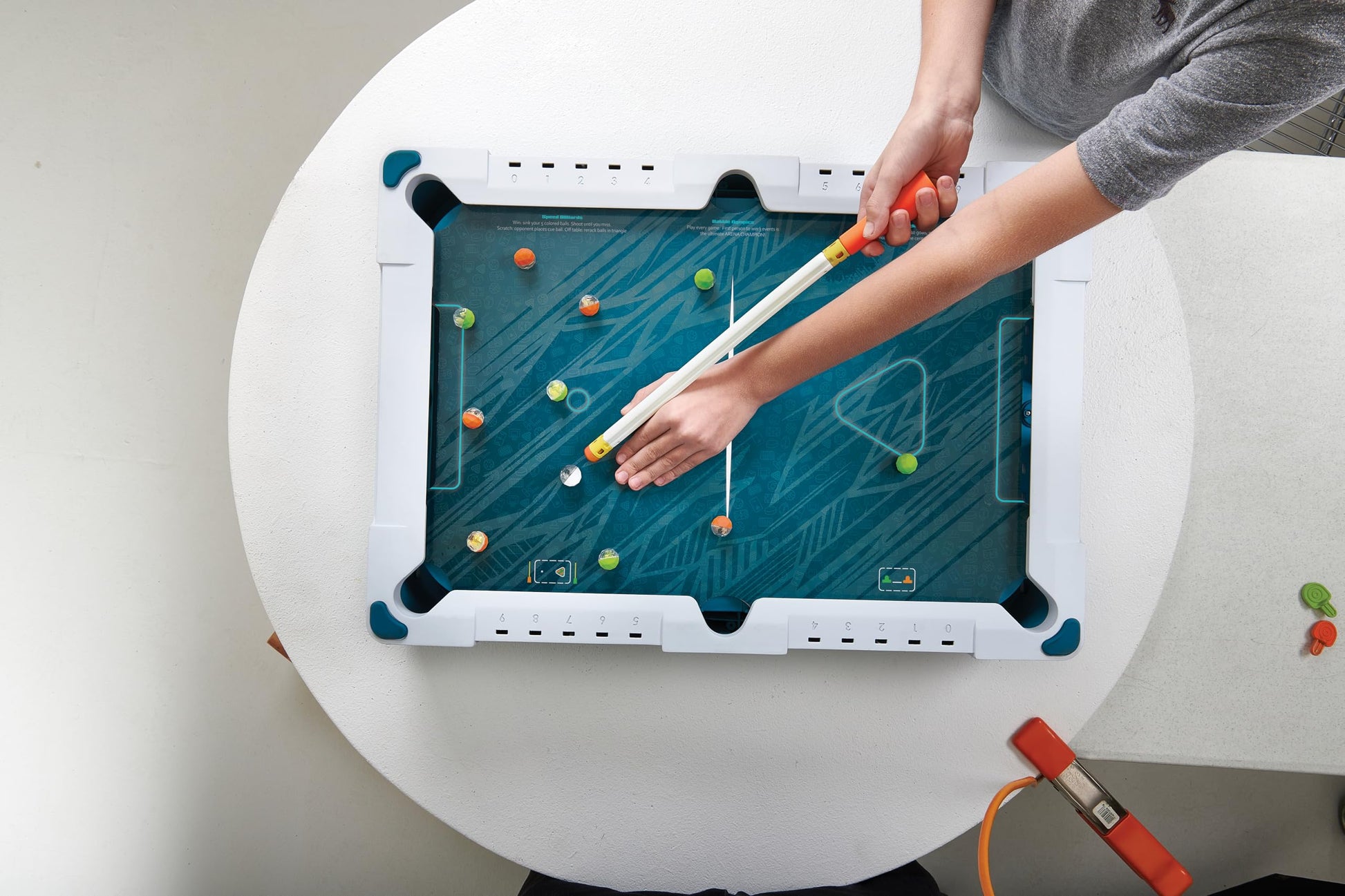 EastPoint 5-in-1 Tabletop Stadium Game Center - Teal, Plastic - Foosball Table Competition - Air Hockey Table for Kids Fun - Pinball Machine