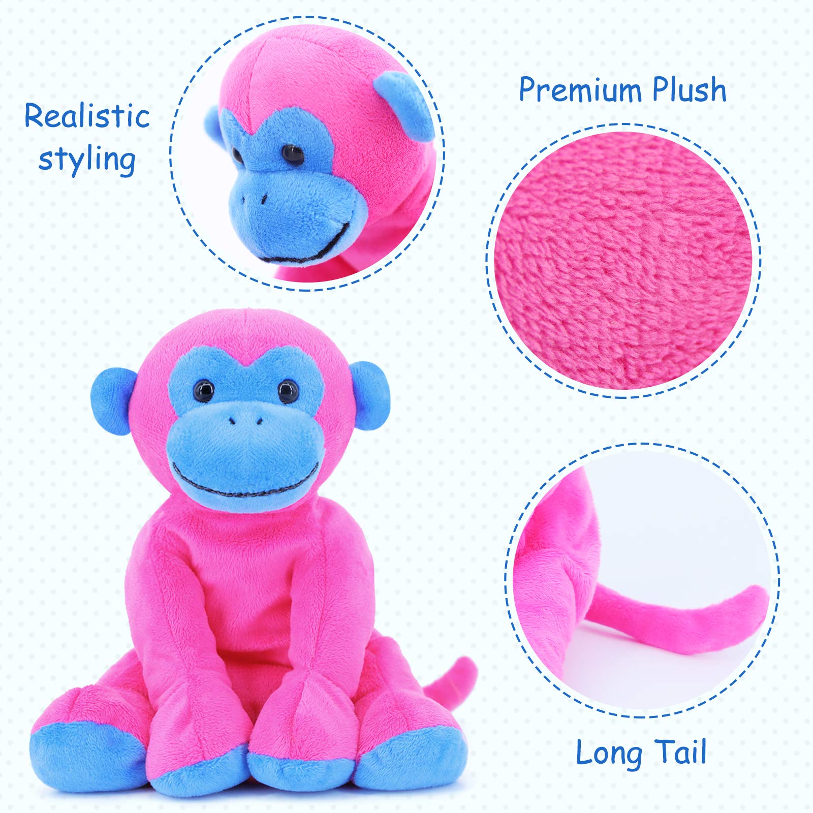 WEIGEDU Unique Ape Monkey Stuffed Animals Plush Toys, Soft Cute Monkey Orangutan Toy for Toddlers Child Kids Babies Birthday Gift, 7.9" Pink