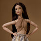 Barbie Basics Model Collector Fashion Doll 06 with Brunette Hair, Shimmery Golden Skirt & Halter, Universal-fit Fashions, Posable Body