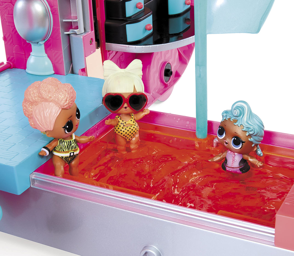 LOL Surprise Glamper - Metallic Silver, Fashion Camper Deluxe Doll Playset, 55+ Surprises, Fully Furnished, Working Lights and Sounds, Gift for Kids