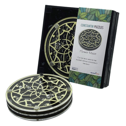 Project Genius Constantin Flower Maze Wooden Puzzle - Intricate Floral Labyrinth Brainteaser, Brain Game & Desk Toy, Ideal Gift for Adults & Teens 14+