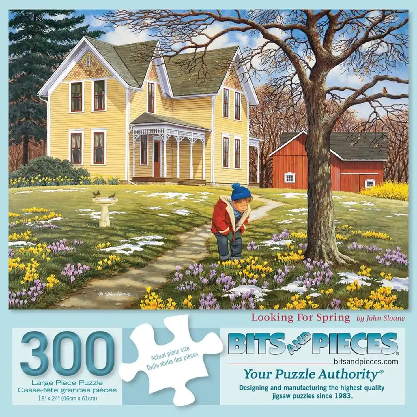 Bits and Pieces 300 Piece Puzzles for Adults - Looking for Spring - 300 Large Pieces 18" x 24" Jigsaw Puzzles, Flowers, Crocus, Americana, No 2 Pieces
