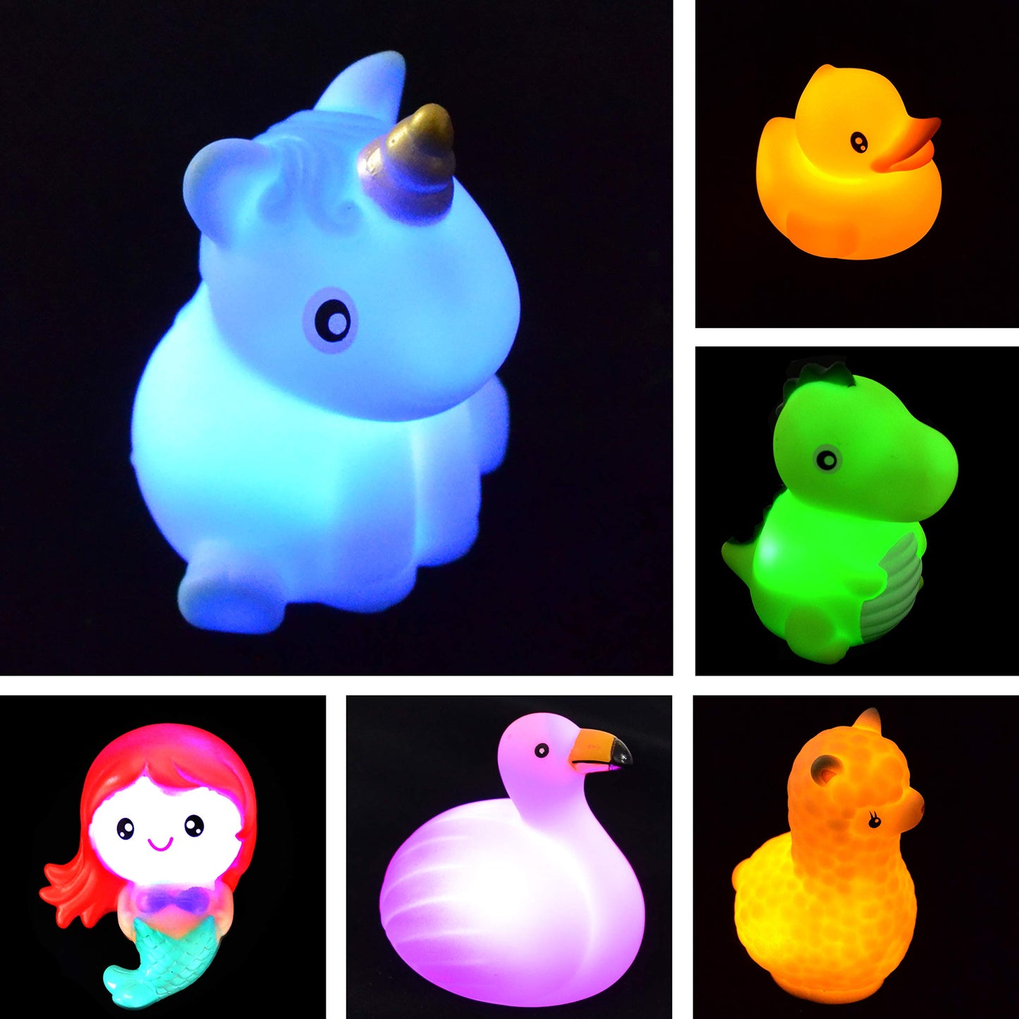 JOYIN 6 Pcs Pre-Filled Easter Eggs with Light-up Floating Bath Toys for Kids Toddler Eggs Hunt, Basket Stuffers/Fillers, Filling Treats, Party Favor