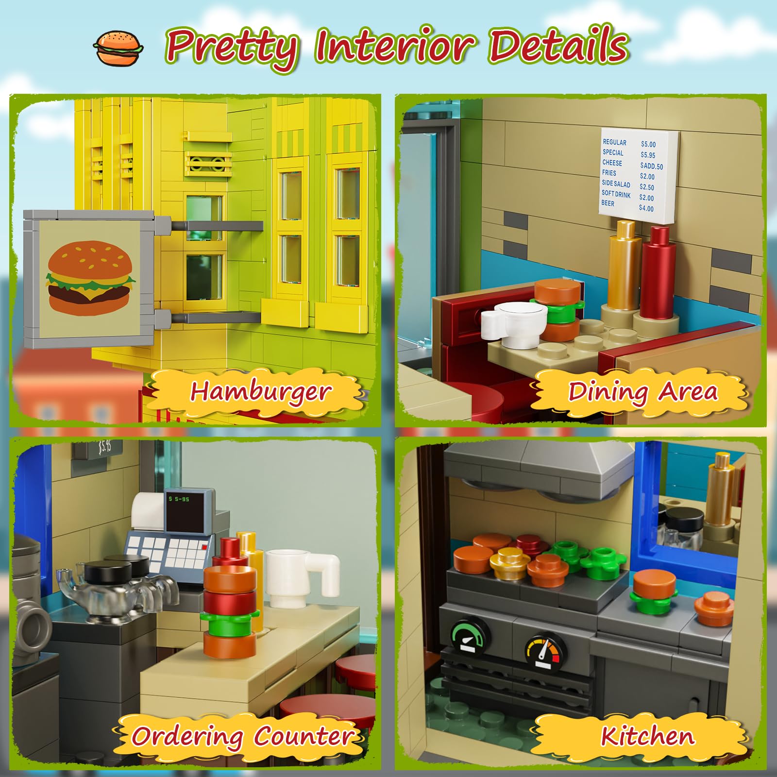 Happy Burgers House Building Set, The Bob's House Kuchi Kopi Building Blocks Toys Set Compatible with Lego, Great Gift and Collectibles Set